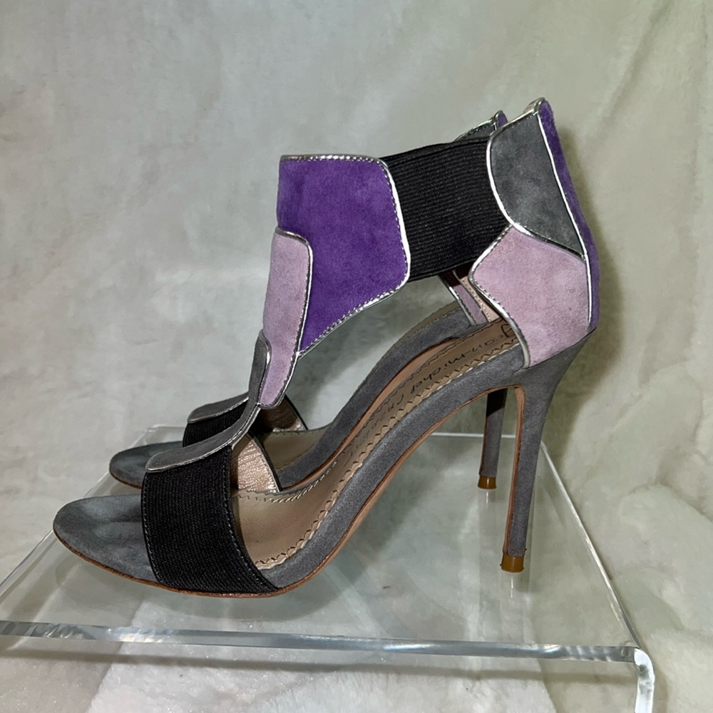 Jean Michel Cazabat grey and purple suede 3 1/2 heel shoe excellent condition